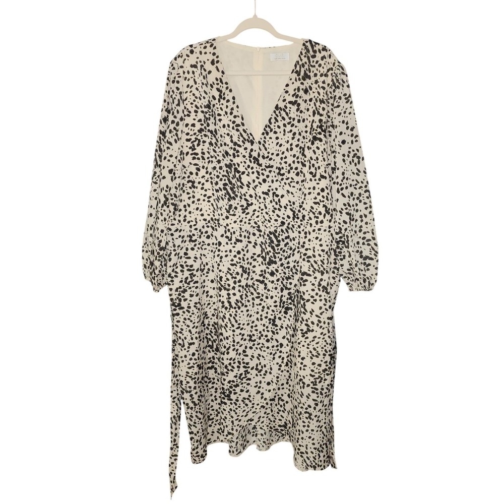 QUIZ Black White Animal Print V Neck Midi Dress Size 22